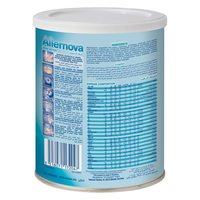 Novalac Allernova Extensively Hydrolysed Baby Milk Formula For 0 To 3 Years 400g