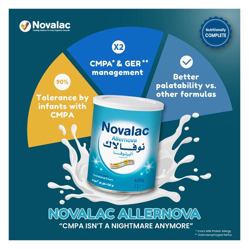 Novalac Allernova Extensively Hydrolysed Baby Milk Formula For 0 To 3 Years 400g