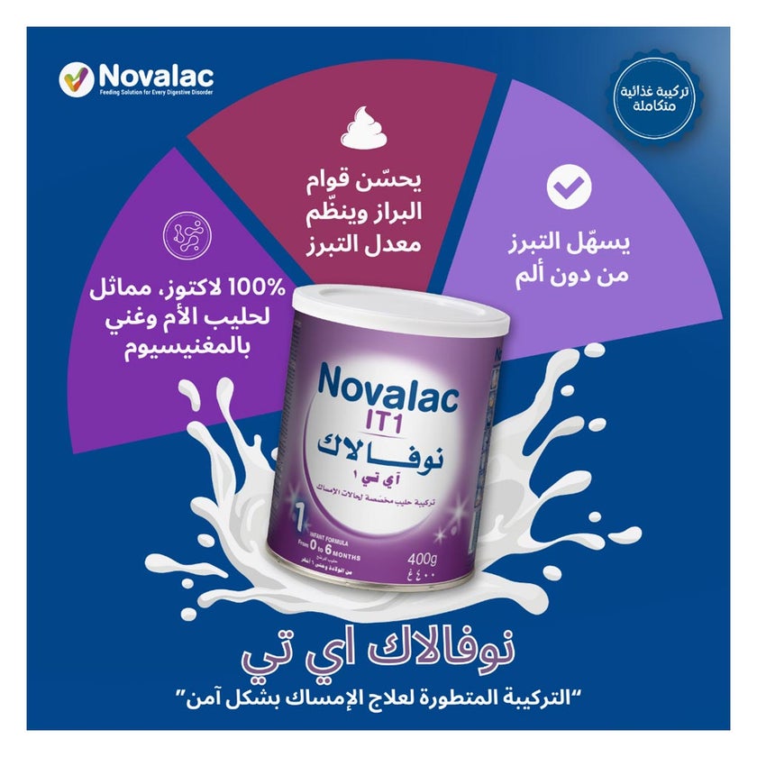 Novalac IT Stage 1 Anti-Constipation Follow On Infant Milk Formula For 0 To 6 Months 400g