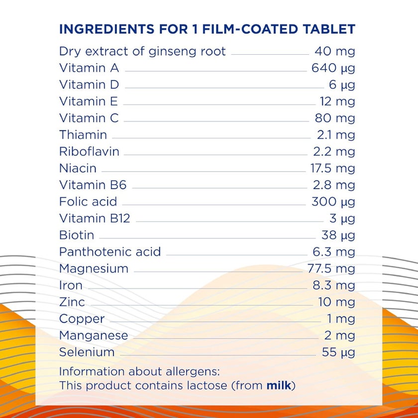 Pharmaton Vitality Multivitamins & Minerals Supplement Tablets with Ginseng, Pack of 30's