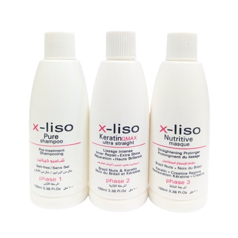 X-liso Pro Keratin-Qmax Hair Straightening Set - 100ml x 3