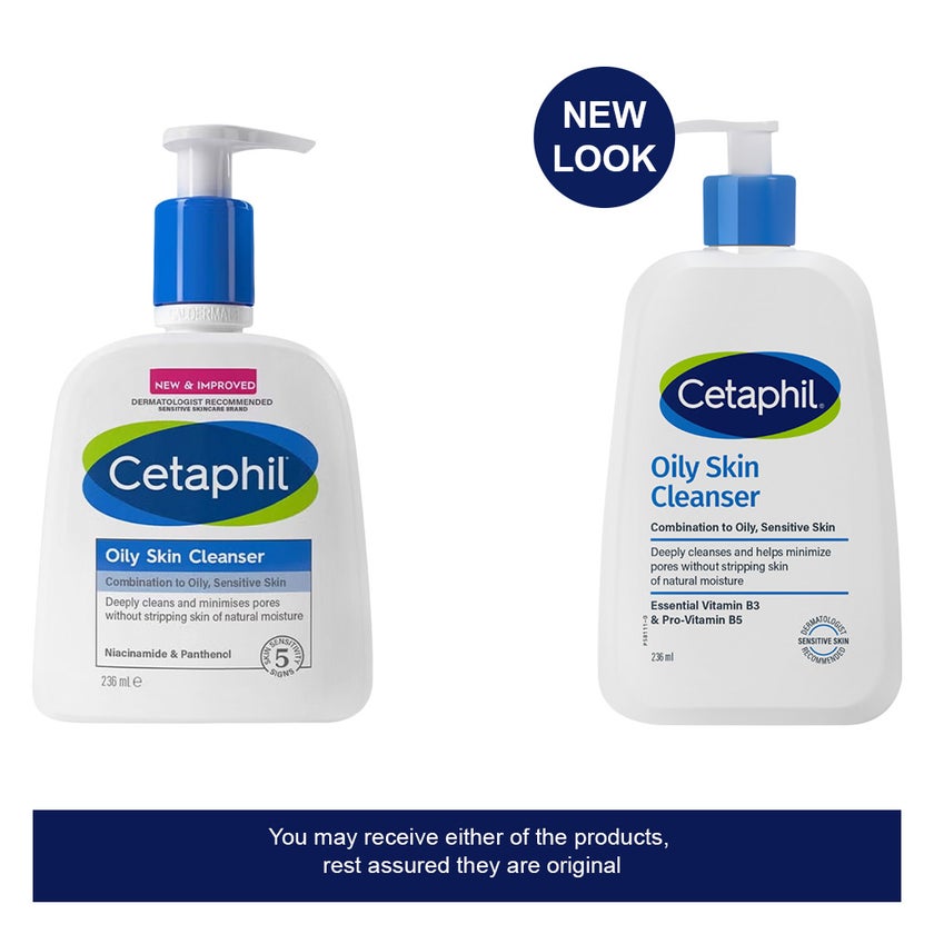 Cetaphil Oily Skin Cleanser, Foaming Face & Body Wash for Men & Women With Combination to Oily and Sensitive Skin, Unscented, 236ml