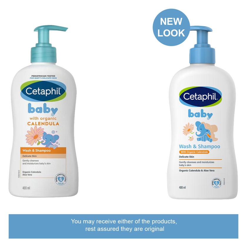 Cetaphil Baby Gentle Foaming Wash and Shampoo With Organic Calendula, Unscented, 400ml