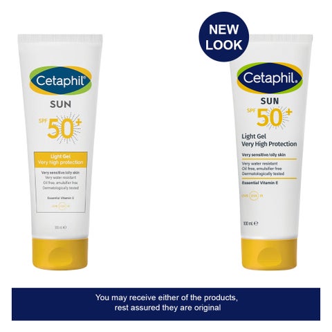 Cetaphil Sun SPF 50+ Very High Protection Light Gel, Moisturizer sunscreen For Face & Body of Men & Women With Very Sensitive/Oily Skin, Unscented, 100ml