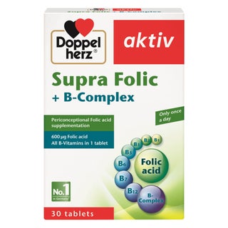 Doppelherz aktiv Supra Folic + B Complex Supplement Tablets, Pack of 30's