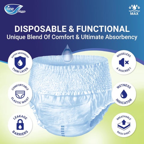 Fine Care Adult Diaper Unisex Briefs Pull-Ups Medium, Pack of 14's - 216509