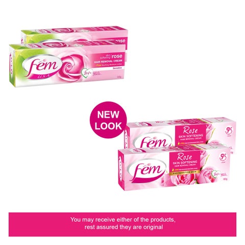 Fem Hair Removal Cream Rose Twin Pack 120g, Pack of 2's
