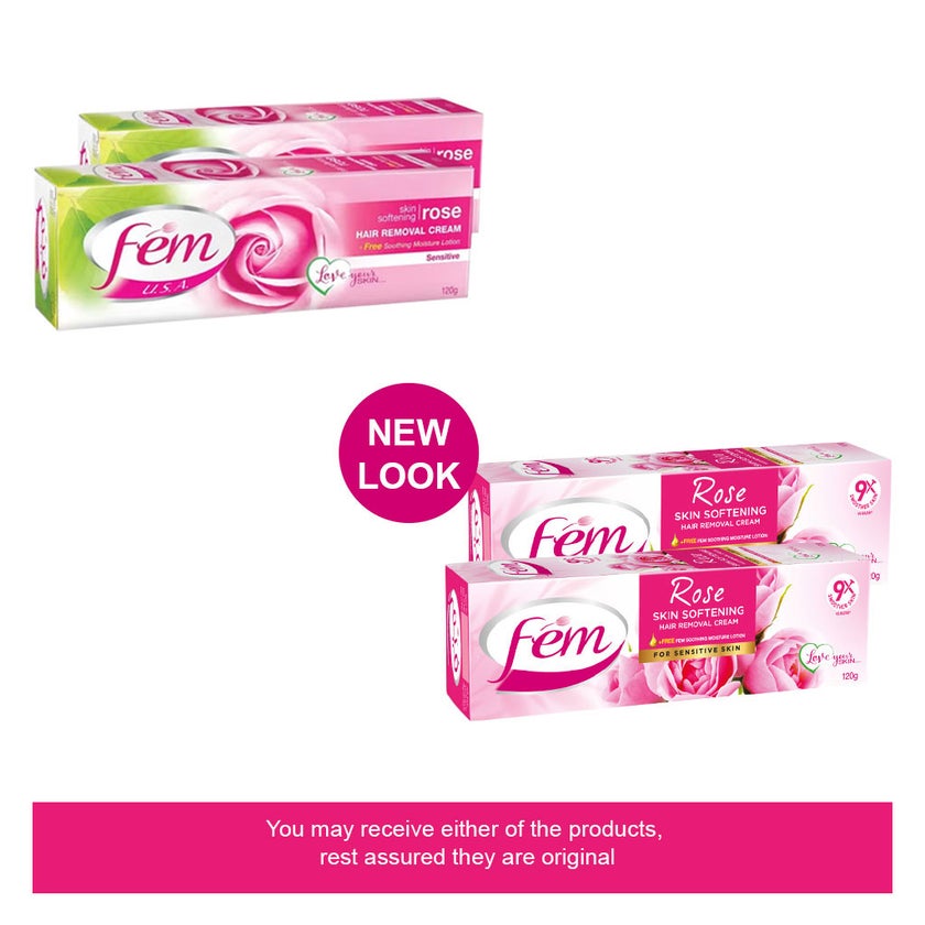 Fem Hair Removal Cream Rose Twin Pack 120g, Pack of 2's