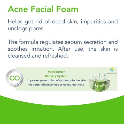 Novaclear Acne Oil Control Facial Foam Cleanser For Oily, Acne-Prone and Combination Skin 100ml