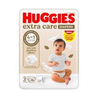 Huggies Extra Care Baby Diapers, Size 3, 6-10kg, Promo Pack of 76's