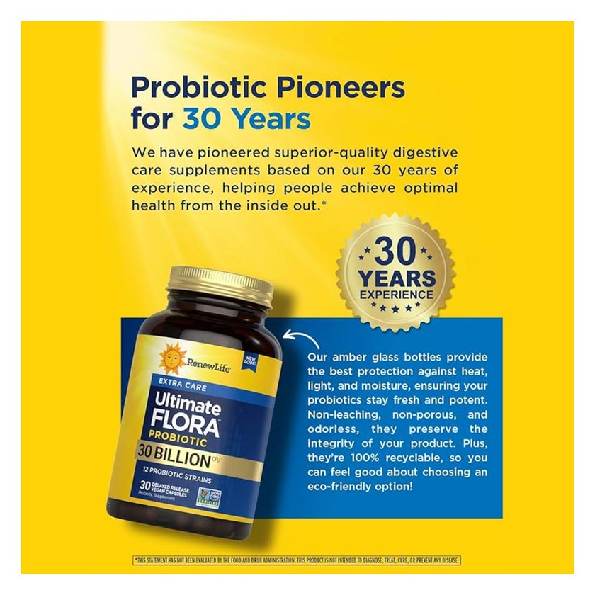 Renew Life Ultimate Flora 100 Billion Ultimate Care Probiotic Capsules, Pack of 30's