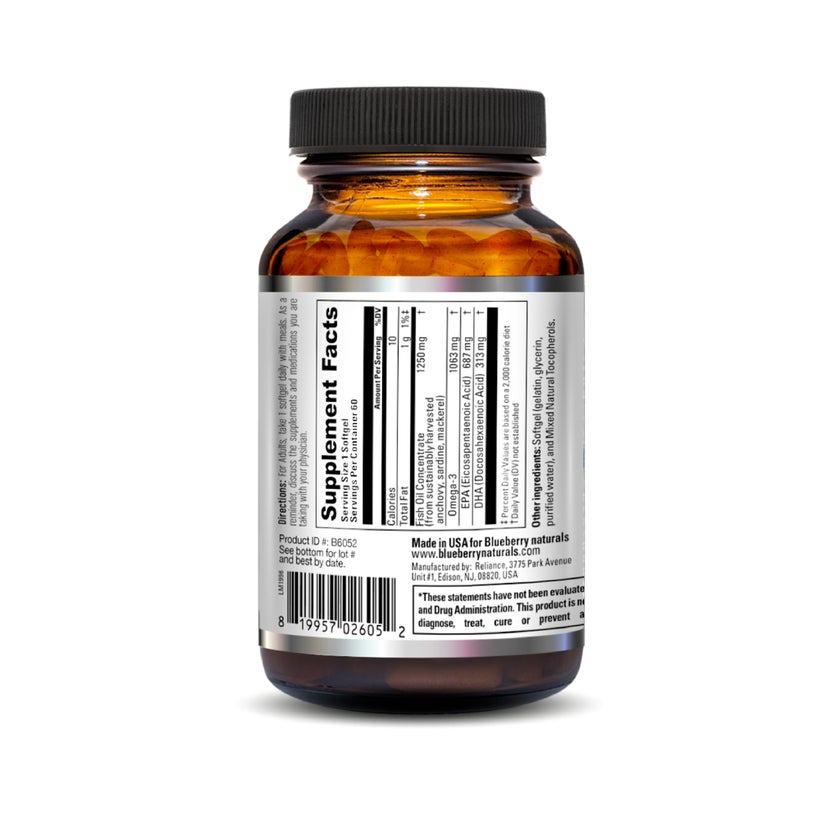 Blueberry Naturals Ultra Omega 3 1000mg Softgels, Pack of 60's