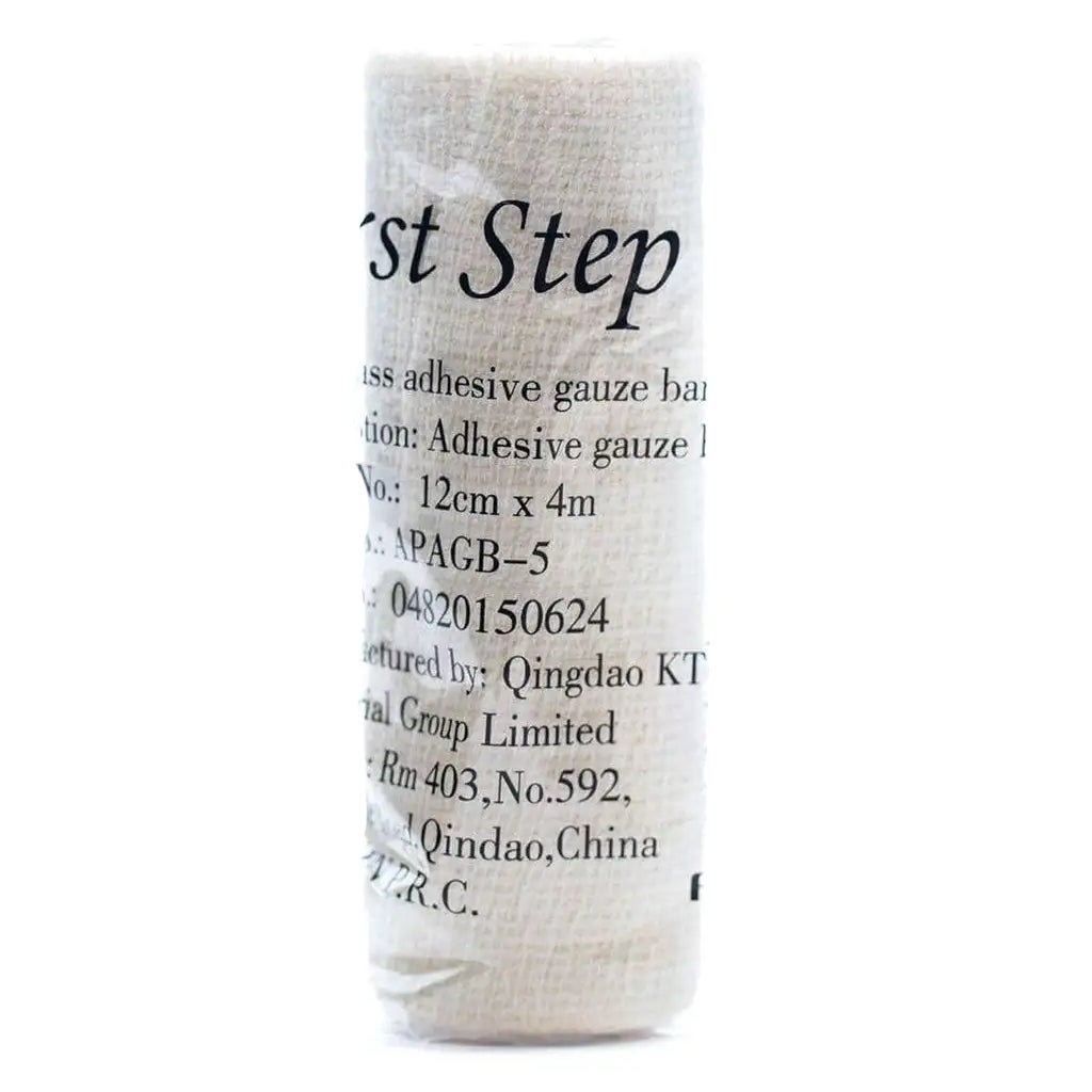 First Step Plus Adhesive Gauze Bandage, Size 12cm x 4m - myAster