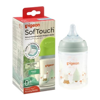 Pigeon SofTouch Wide Neck Nursing Plastic Bottle For 0+ Months Baby 160ml - Decorated