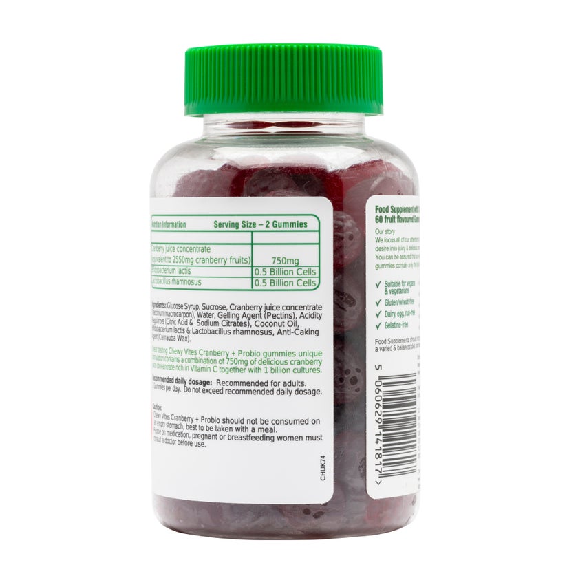 Chewy Vites CranBerry + Probiotic Adult Gummies, Pack of 60's