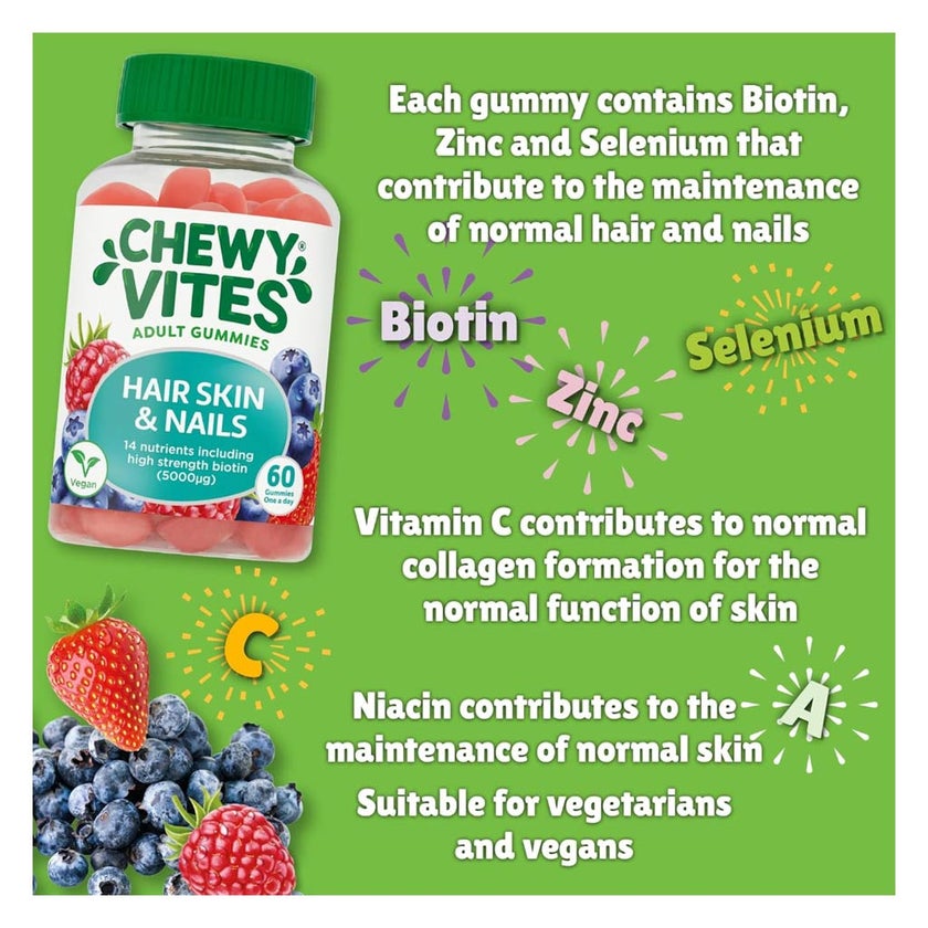 Chewy Vites Hair, Skin & Nails Adult Gummies, Pack of 60's