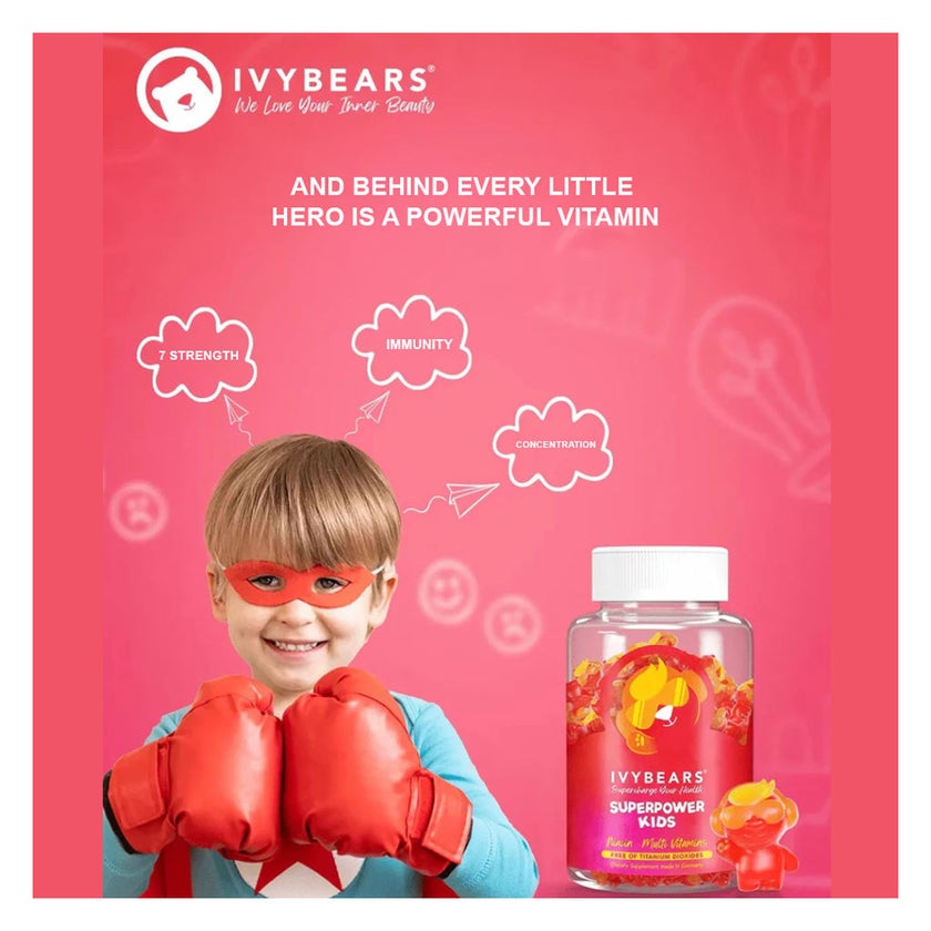 Ivybears Superpower Kids Multivitamin Gummies, Pack of 60's