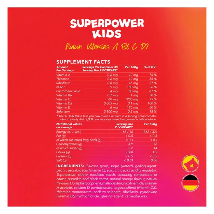Ivybears Superpower Kids Multivitamin Gummies, Pack of 60's