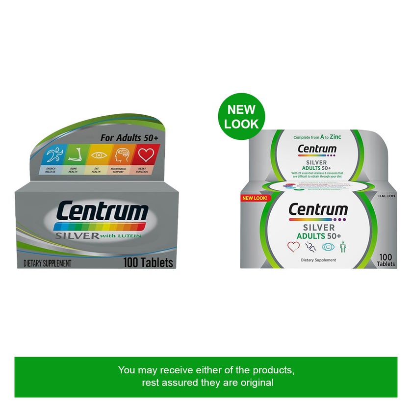 Centrum Silver 50+ Adult Multivitamin Tablets, Pack of 100's