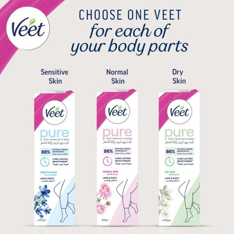 Veet Pure Hair Removal Cream, Dry Skin - 100g