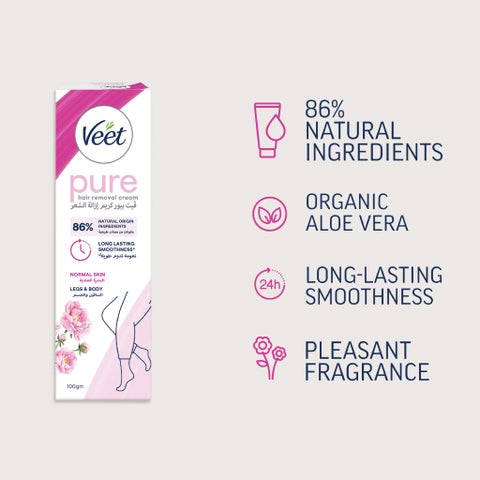 Veet Pure Hair Removal Cream, Normal Skin - 100g