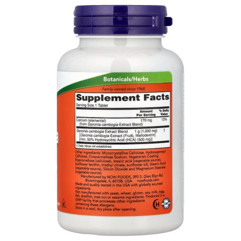 Now Garcinia 1000mg Vegetarian Tablets For Healthy Metabolism, Pack of 120's
