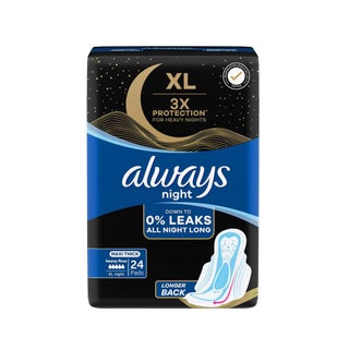 Always Clean & Dry Maxi Thick Night Sanitary Pads With Wings, Pack of 24's