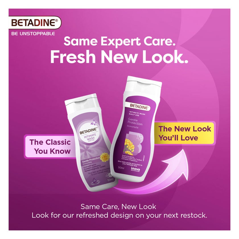 Betadine Daily Use Feminine Intimate Wash Gentle Protection, lmmortelle 50ml