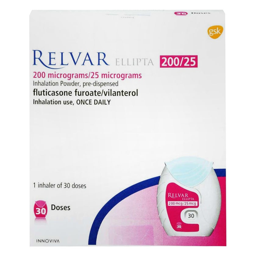 Relvar Image Relvar Ellipta 200mcg/25mch Inhaler 30 Doses - myAster