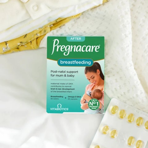 Vitabiotics Pregnacare Breast-Feeding All-In-One Postnatal Supplement, Dual Pack of Postnatal Vitamin & Mineral Tablets 56's + Omega-3 Capsules 28's