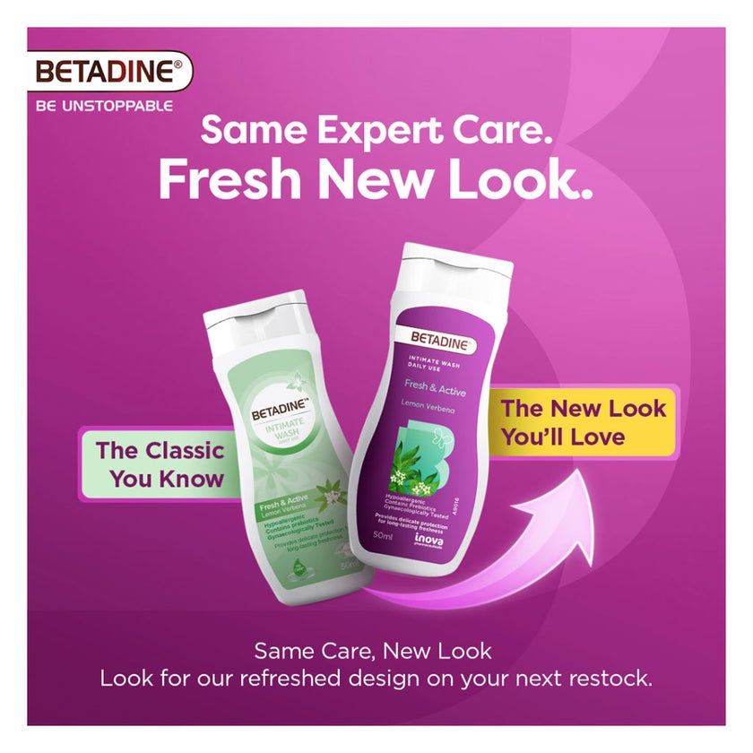 Betadine Daily Use Feminine Intimate Wash, Fresh & Active Lemon Verbena 50ml