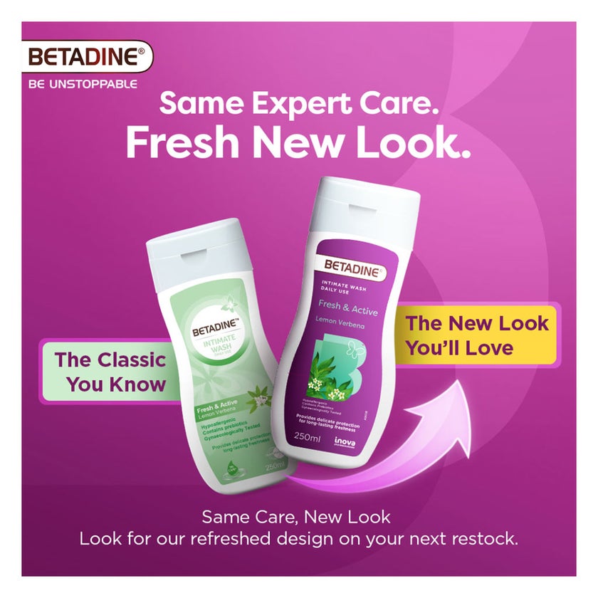 Betadine Daily Use Feminine Intimate Wash, Fresh & Active Lemon Verbena 250ml