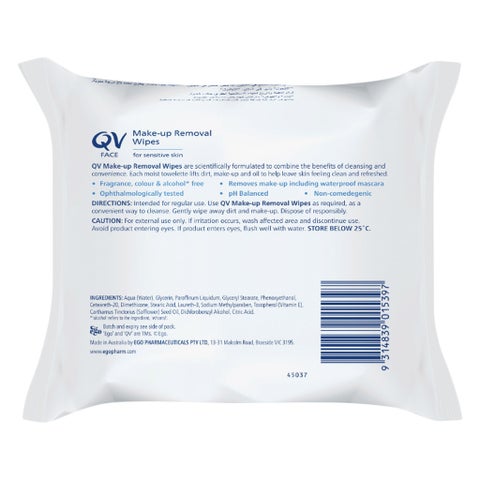 Ego QV Face Make Up Removal Wipes - 25 Wipes