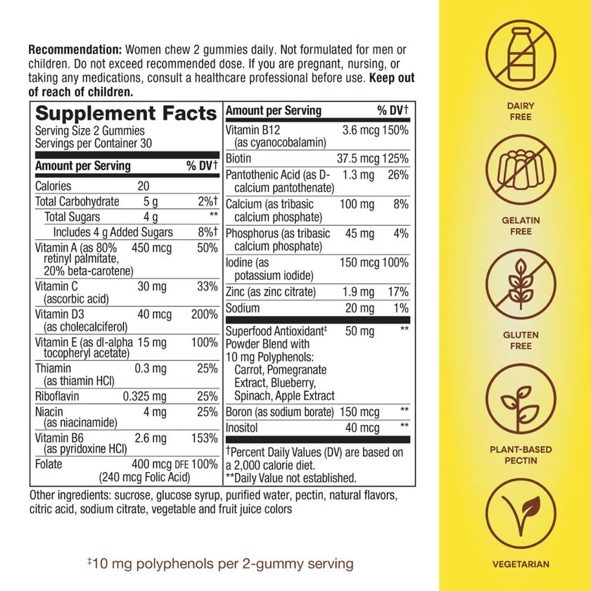 Alive Women's Multivitamin Gummies With Orchard Fruits & Garden Veggies, Pack of 60's