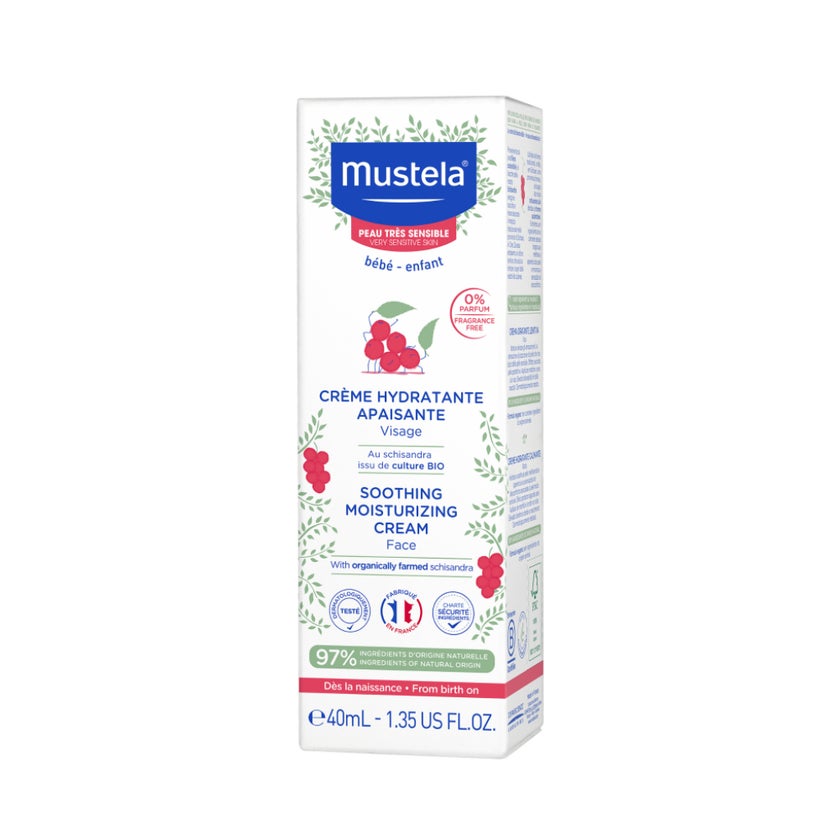 Mustela Baby Soothing Moisturising Face Cream For Sensitive Skin, Fragrance-Free 40ml
