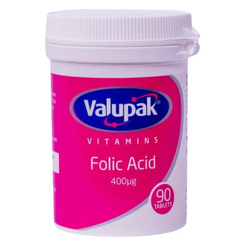 Valupak Folic Acid 400mcg Tablets, Pack of 90's