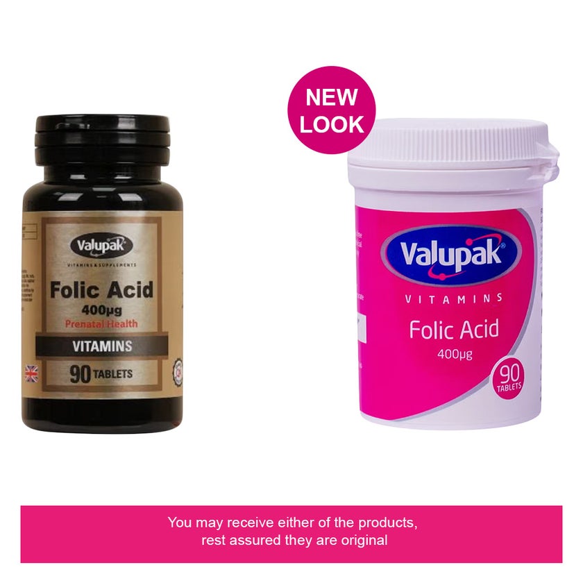 Valupak Folic Acid 400mcg Tablets, Pack of 90's