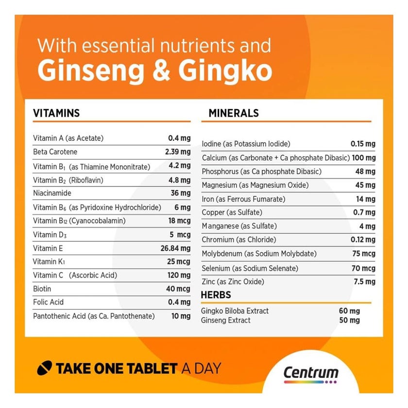 Centrum Energy Multivitamin Supplement Tablets, Pack of 30's