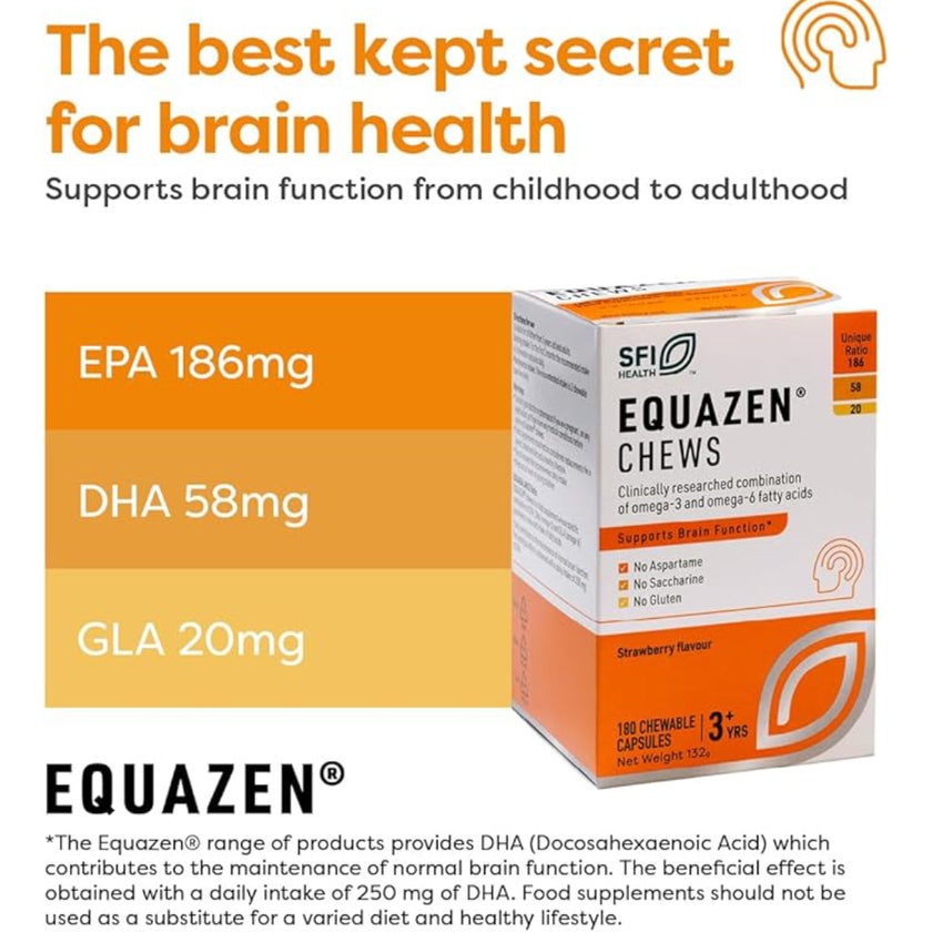 Equazen Omega-3 & Omega-6 Fatty Acids for 5+ Years Capsules, Pack of 180's