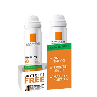 La Roche-Posay Anthelios Anti-Shine Invisible SPF50+ Sunscreen Face Mist, Promo Pack of 1+1