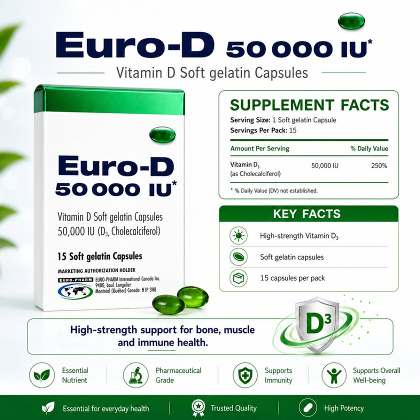 Euro D 50,000IU Capsules, Pack of 15's