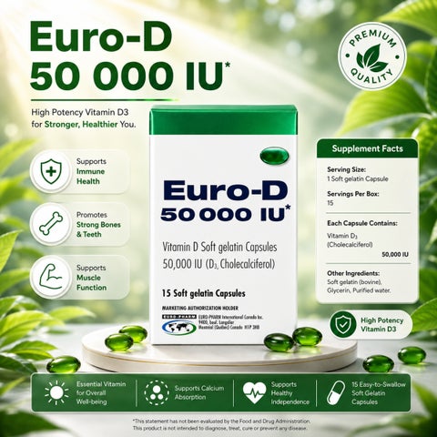 Euro D 50,000IU Capsules, Pack of 15's