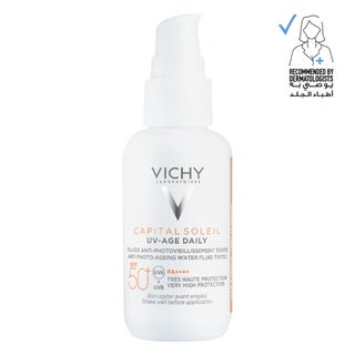 فيشي كابيتال سولي UV-إيج ديلي SPF50+ PA++++ واقٍ من الشمس سائل ملون مضاد لعلامات التقدم في السن بالنياسيناميد 40 مل