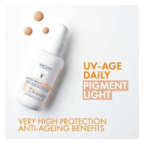 فيشي كابيتال سولي UV-إيج ديلي SPF50+ PA++++ واقٍ من الشمس سائل ملون مضاد لعلامات التقدم في السن بالنياسيناميد 40 مل