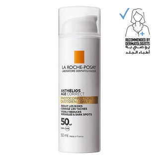 لا روش بوزيه أنتيليوس إيج كوركت SPF50 واقي شمس غير مرئي مضاد لعلامات الشيخوخة مع النياسيناميد 50 مل