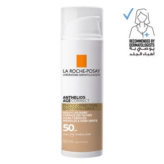 لاروش بوساي أنثيليوس إيج كوريكت SPF50 واقي شمسي ملون مضاد للشيخوخة غير مرئي مع نياسيناميد 50 مل