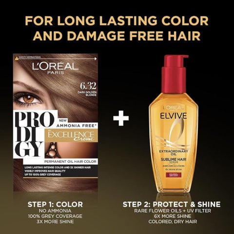 Loreal Paris Prodigy Permanent Oil Hair Color Kit - Dark Golden Blonde/6.32