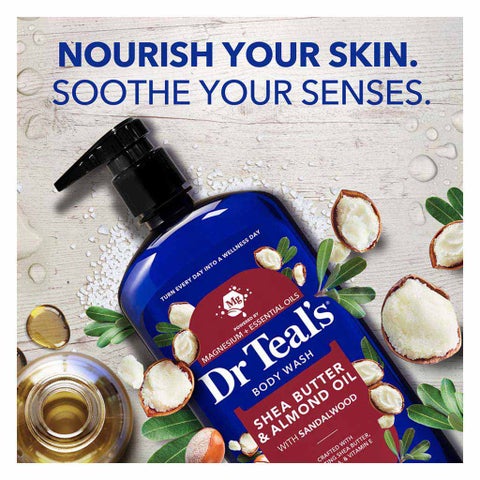 Dr Teal's Pure Epsom Salt Body Wash Shea Butter & Almond Oil 710ml