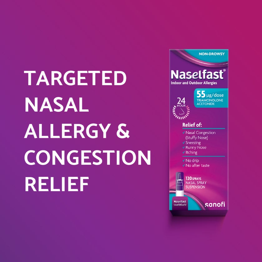 Naselfast Nasal Spray Suspension For Allergy Relief 55µg/dose, 120 Sprays
