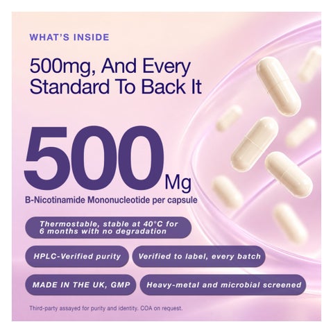 NMN Bio NAD+ 500mg Capsules, Anti-Aging Support - 30 Capsules